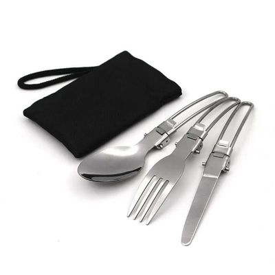Stainless Steel Camping Dinnerware Set met zilveren bestek vork en lepel inbegrepen