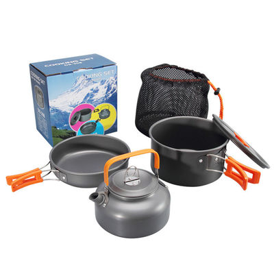 19x13x19cm Non-Stick Camping Cookware Set Portable Aluminium Mess Kit voor Camping Cooking