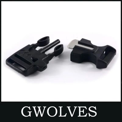 Outdoor Paracord Survival Fire Starter Whistle Buckle ASD578 voor noodgevallen
