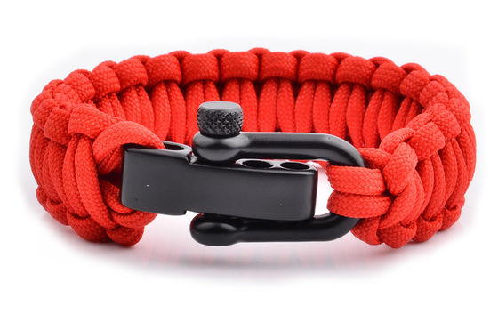 Verstelbare Paracord-overlevingsarmband met roestvrij boeien en duurzaam nylon touw