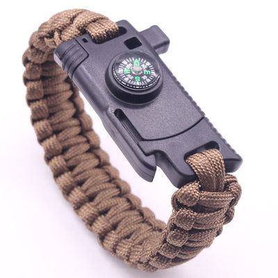 Outdoor Camping Paracord Survival Armband Vuurstarter Compass en Buckle 6-8 inch