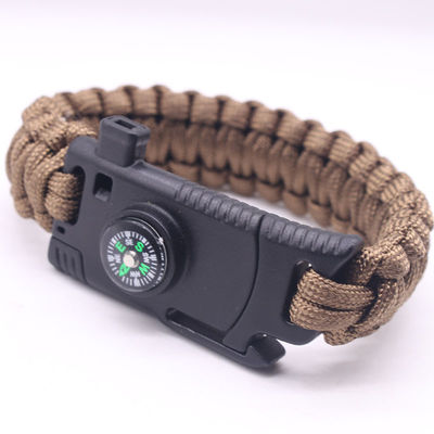 Outdoor Camping Paracord Survival Armband Vuurstarter Compass en Buckle 6-8 inch