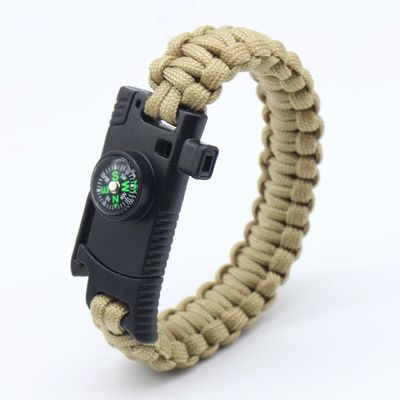 Outdoor Camping Paracord Survival Armband Vuurstarter Compass en Buckle 6-8 inch