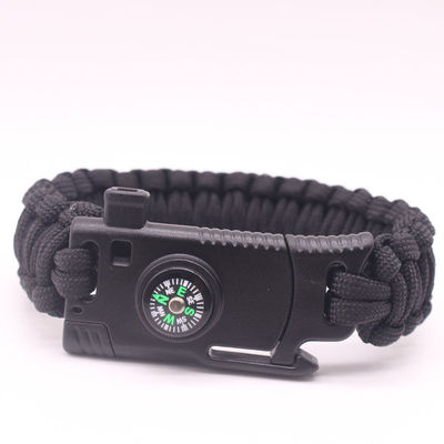 Outdoor Camping Paracord Survival Armband Vuurstarter Compass en Buckle 6-8 inch