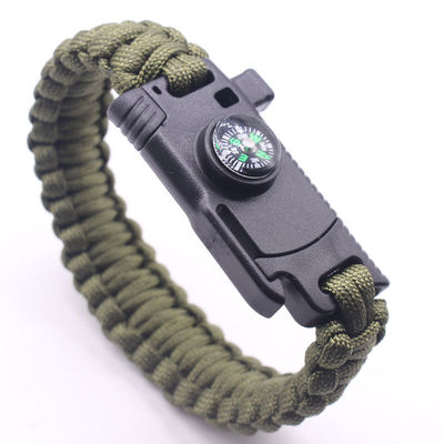 Outdoor Camping Paracord Survival Armband Vuurstarter Compass en Buckle 6-8 inch