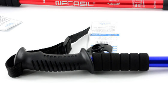 Buiten 4 gezamenlijke aluminium legering trekking paal met T-Grip en telescopisch vouwontwerp