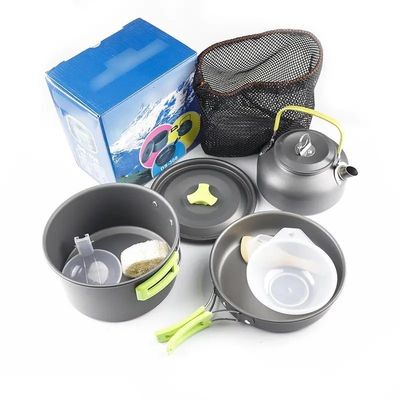 US Aluminium Draagbaar Camping Kookgerei voor Outdoor Adventures Picnic Kookpot Mess Kit