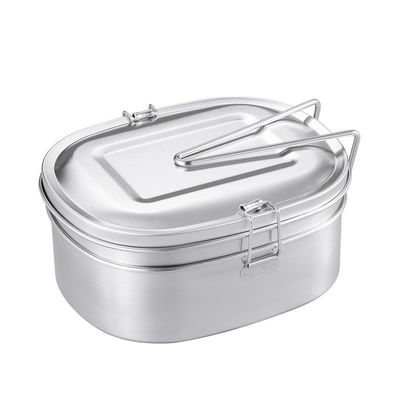 Op maat gemaakte buitenruimte van roestvrij staal Lunchbox Draagbare metalen schoolvoedselcontainer