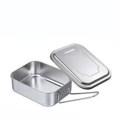 Op maat gemaakte buitenruimte van roestvrij staal Lunchbox Draagbare metalen schoolvoedselcontainer