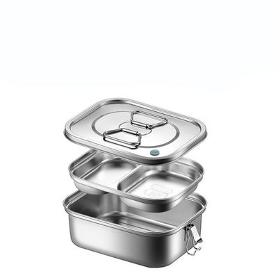 Op maat gemaakte buitenruimte van roestvrij staal Lunchbox Draagbare metalen schoolvoedselcontainer