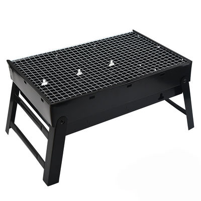 Roestvrij staal barbecue grill vouwbare draagbare barbecue houtskool grill voor een picknick in zwart