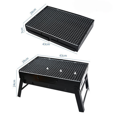 Roestvrij staal barbecue grill vouwbare draagbare barbecue houtskool grill voor een picknick in zwart