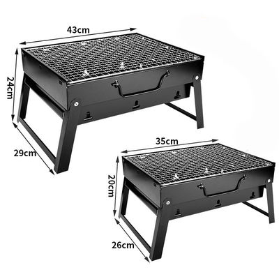 Roestvrij staal barbecue grill vouwbare draagbare barbecue houtskool grill voor een picknick in zwart