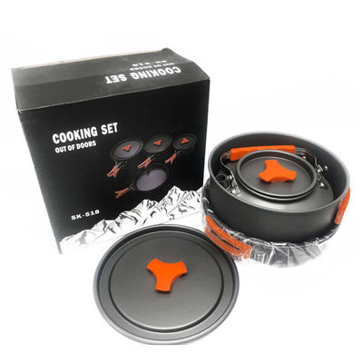 Grijs Groen Handle Draagbare Stijl Niet-Stick Aluminium Picnic Kookpot Set voor Kamperen