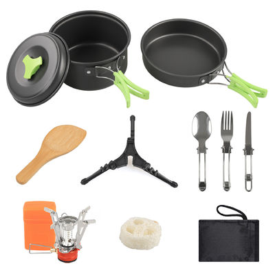 Aluminium legering camping kookgerei mess kit met houten lepel accessoires en rugzakkachel