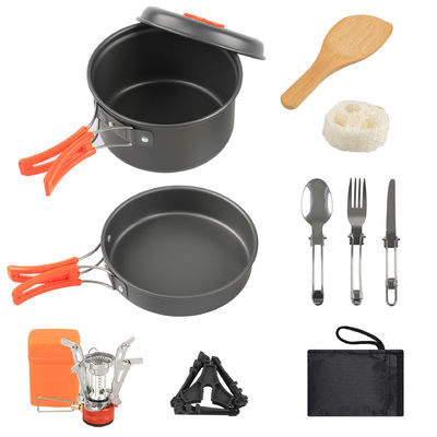 Aluminium legering camping kookgerei mess kit met houten lepel accessoires en rugzakkachel