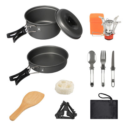Aluminium legering camping kookgerei mess kit met houten lepel accessoires en rugzakkachel