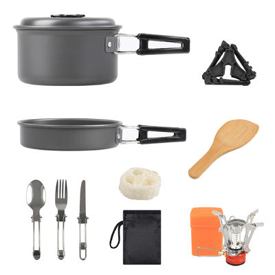Aluminium legering camping kookgerei mess kit met houten lepel accessoires en rugzakkachel