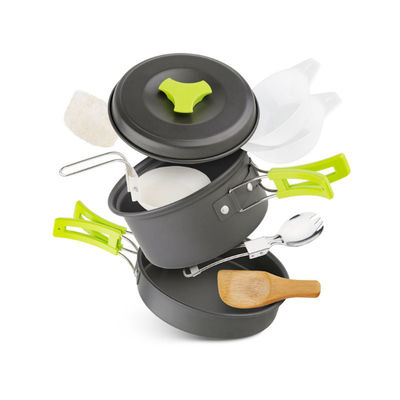 Draagbare kookgerei voor kamperen lichtgewicht aluminiumpot en 1 pan inbegrepen