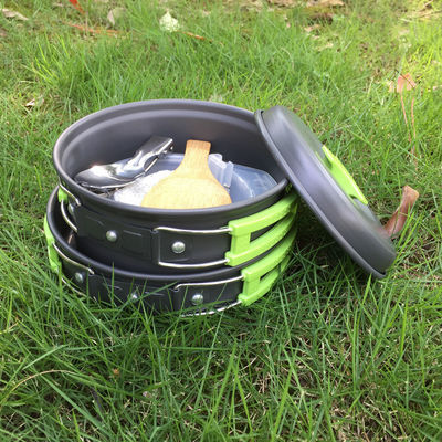 Draagbare kookgerei voor kamperen lichtgewicht aluminiumpot en 1 pan inbegrepen