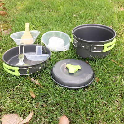Draagbare kookgerei voor kamperen lichtgewicht aluminiumpot en 1 pan inbegrepen