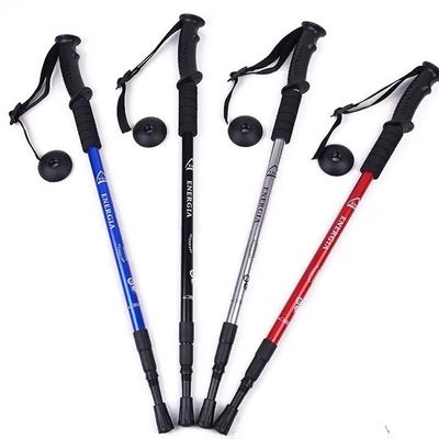 Blauwe aluminium telescopische berg wandelstok voor een rechte wandelstok