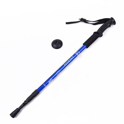 Blauwe aluminium telescopische berg wandelstok voor een rechte wandelstok