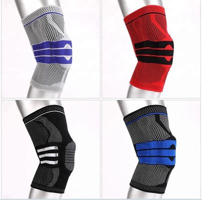 Outdoor sport ademend nylon siliconen kniebeugel compressie knie mouw met superieure