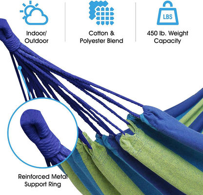 Multicolor Outdoor Draagbare Canvas Cotton Hammock voor Kamperen Terugbetaling aangeboden