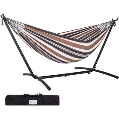 Draagbare double-capacity camping hammock swing met stand en katoenen doekmateriaal