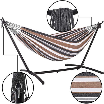 Draagbare double-capacity camping hammock swing met stand en katoenen doekmateriaal