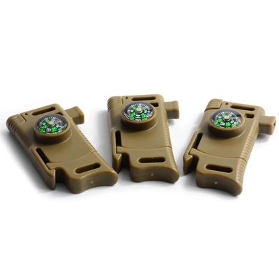 Aanvankelijke betaling Multifunctionele nood Flint Fire Starter Compass Buckle met Scraper
