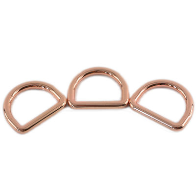 25 mm gelaste D-ring hondenleiband met metalen ring en gechroomde coating in roza goud